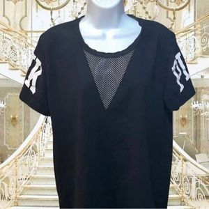 PINK Black T-Shirt Women Large Mesh Front Top by Victoria’s Secret